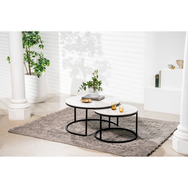 Комплект журнальних столів CT-35 Лоренза каса вайт + чорний