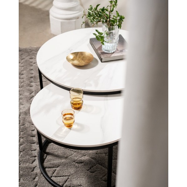 Комплект журнальних столів CT-35 Лоренза каса вайт + чорний