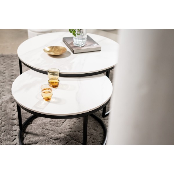 Комплект журнальних столів CT-35 Лоренза каса вайт + чорний