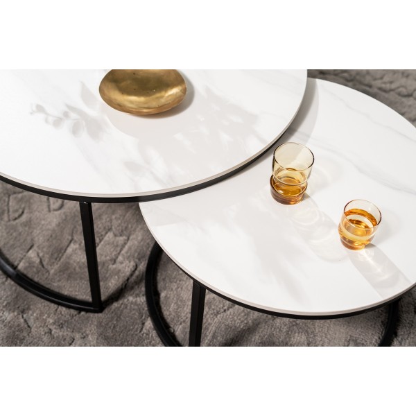 Комплект журнальних столів CT-35 Лоренза каса вайт + чорний