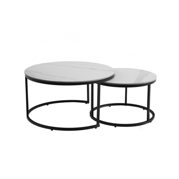 Комплект журнальних столів CT-35 Лоренза каса вайт + чорний