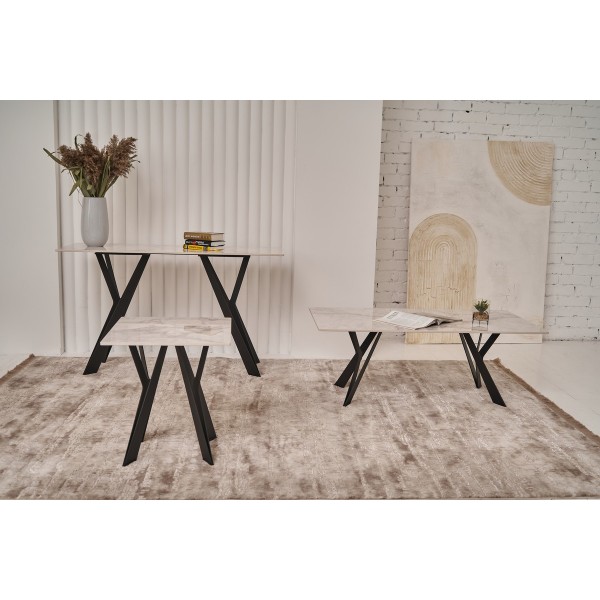 Журнальний стіл "Тео" б'янко карарра + чорний