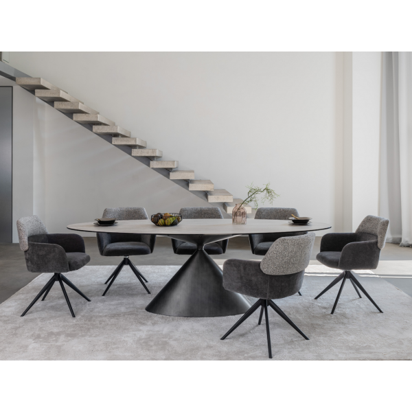 Стілець поворотний R-165 попільний + чорний