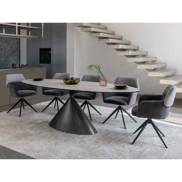 Стілець поворотний R-165 попільний + чорний