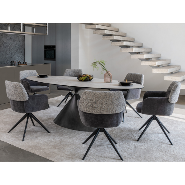 Стілець поворотний R-165 попільний + чорний