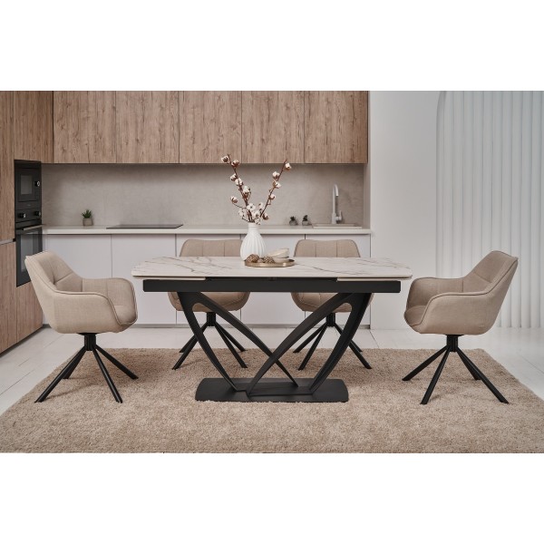 Стілець поворотний R-69 айворі + чорний