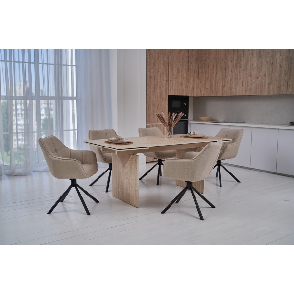 Стілець поворотний R-69 айворі + чорний