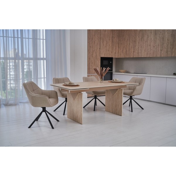 Стілець поворотний R-69 айворі + чорний