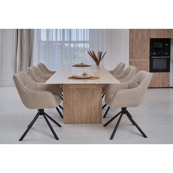 Стілець поворотний R-69 айворі + чорний