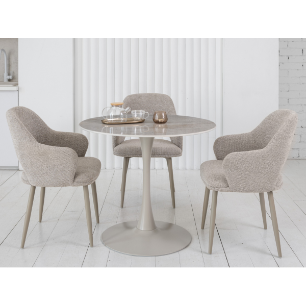 Стілець M-234 натуральний льон + капучино