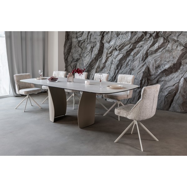 Стілець поворотний R-168 перлинний нюд + білий