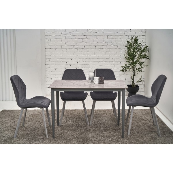 Стілець N-54 темно-сірий велюр + сірий