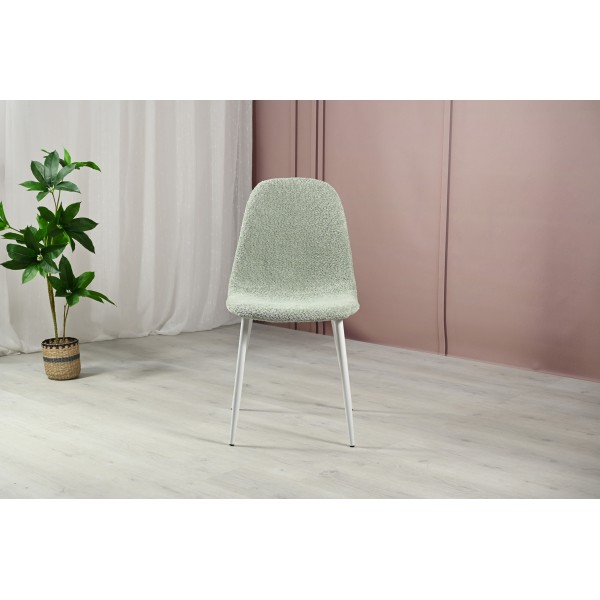 Стілець N-160 м'ятний букле + білий