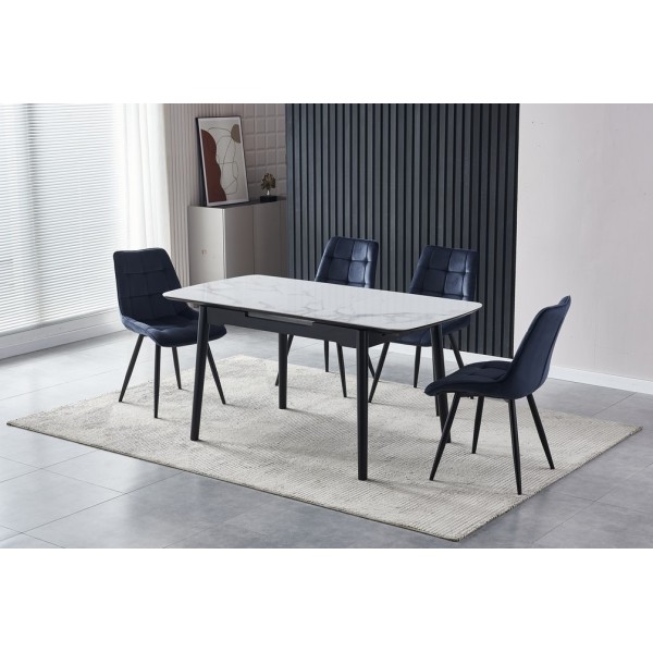 Стілець N-46 чорнильно-синій велюр + чорний