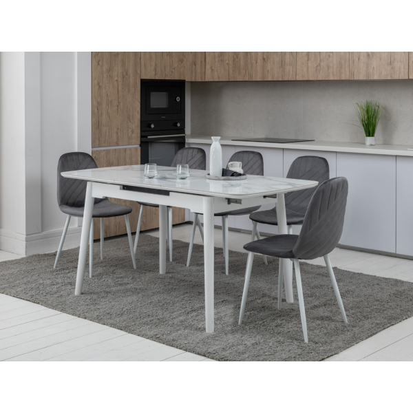 Стілець N-165 сірий велюр + білий