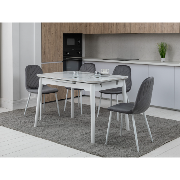 Стілець N-165 сірий велюр + білий