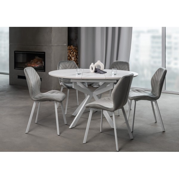 Стілець N-54 світло-сірий велюр + білий