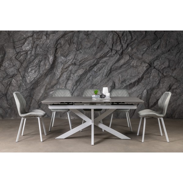 Стілець N-54 світло-сірий велюр + білий