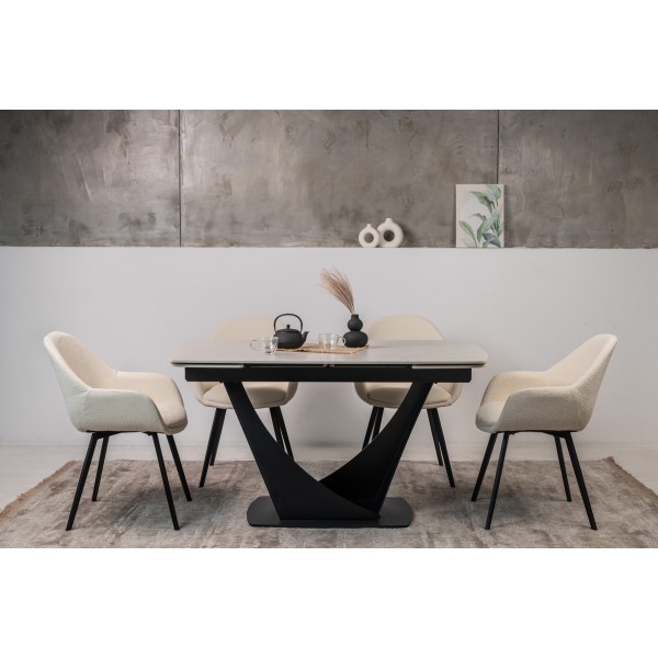 Керамічний стіл Еліо TML-990 крема делікато + чорний