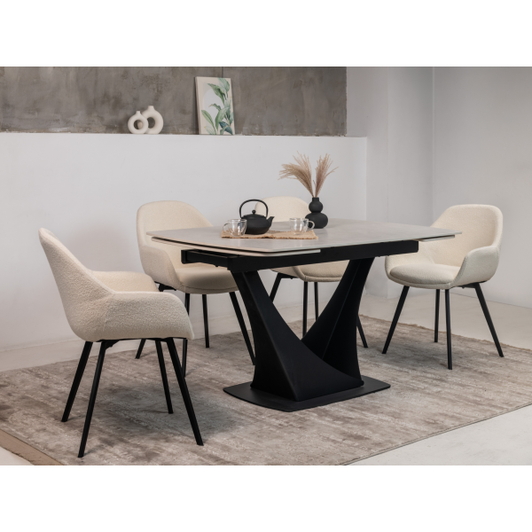 Керамічний стіл Еліо TML-990 крема делікато + чорний