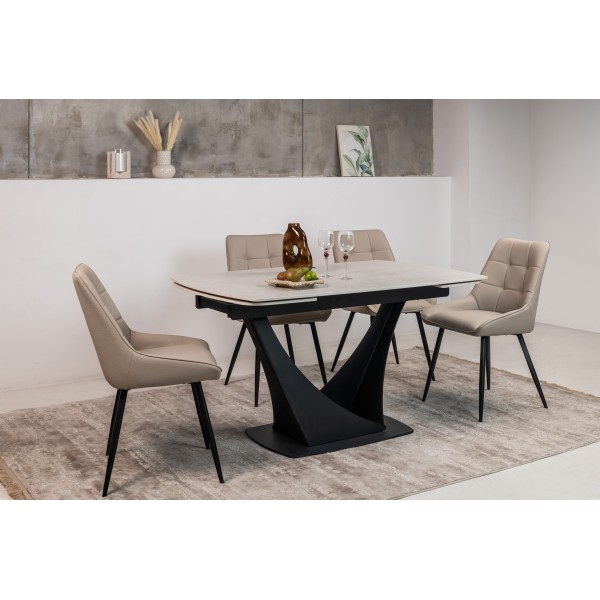 Керамічний стіл Еліо TML-990 крема делікато + чорний