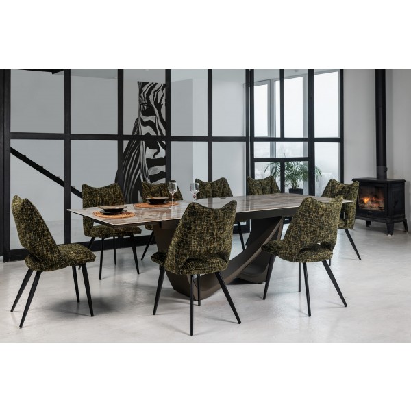 Керамічний стіл Беатріче TML-995 тайгер травертін + коричневий