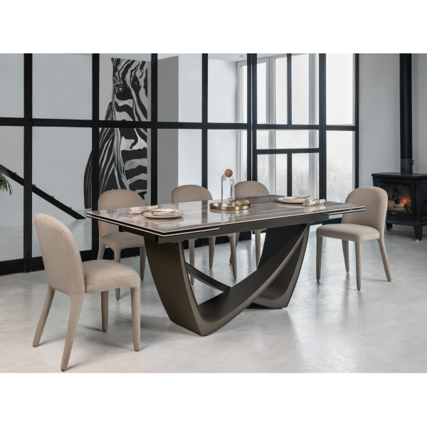 Керамічний стіл Беатріче TML-995 тайгер травертін + коричневий