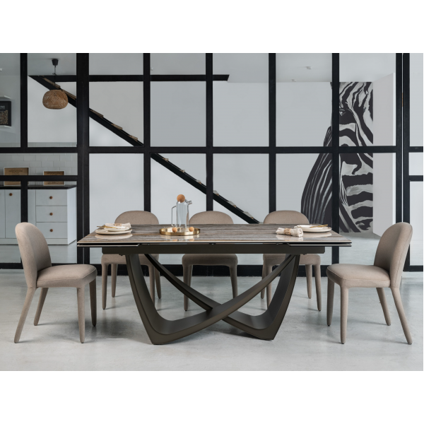 Керамічний стіл Беатріче TML-995 тайгер травертін + коричневий