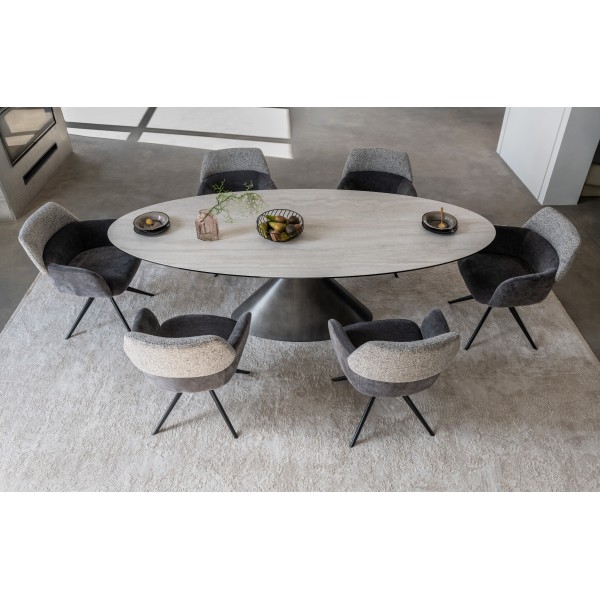 Керамічний стіл Тереза TML-1260 грей травертін + чорний