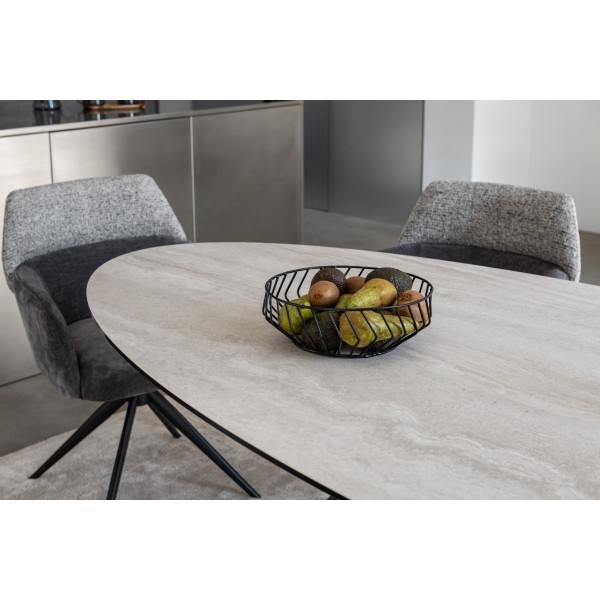 Керамічний стіл Тереза TML-1260 грей травертін + чорний