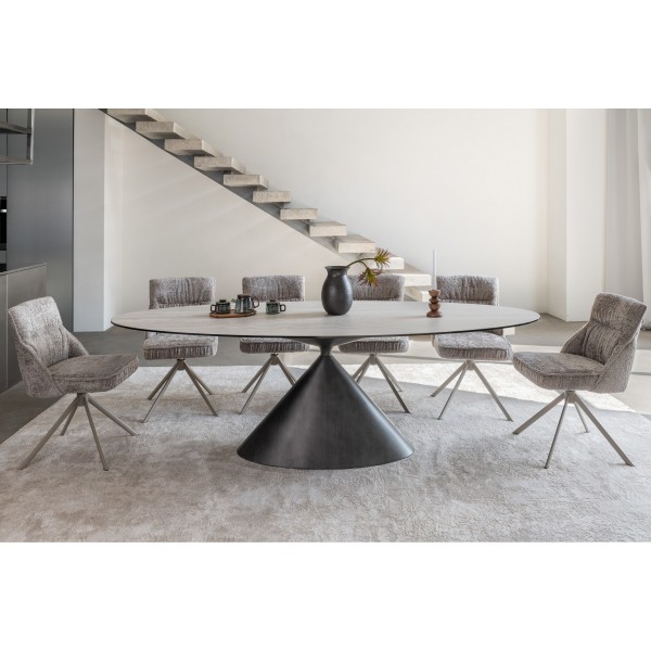 Керамічний стіл Тереза TML-1260 грей травертін + чорний