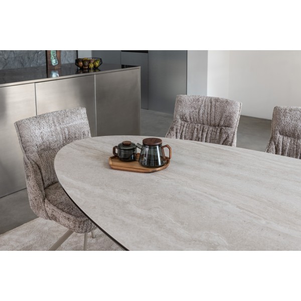 Керамічний стіл Тереза TML-1260 грей травертін + чорний