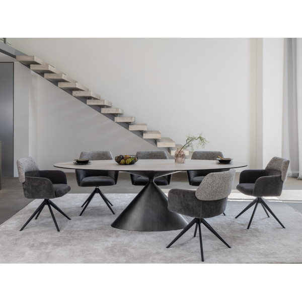 Керамічний стіл Тереза TML-1260 грей травертін + чорний