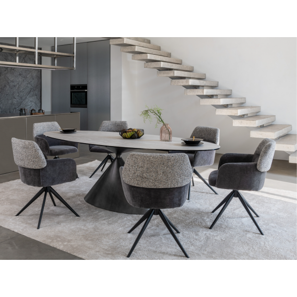 Керамічний стіл Тереза TML-1260 грей травертін + чорний