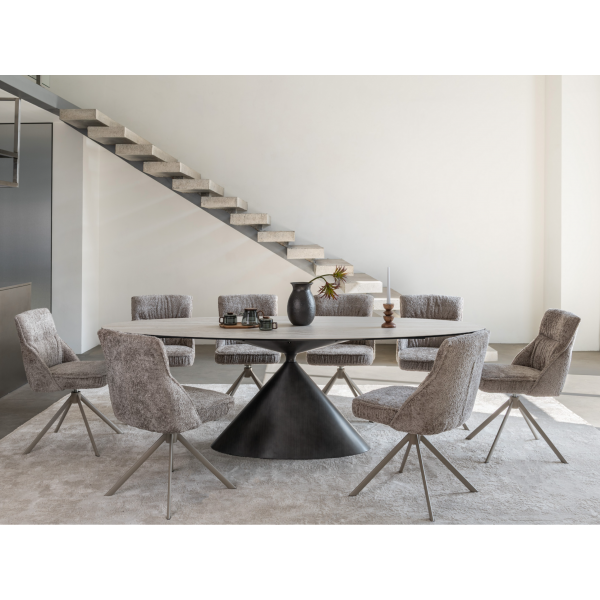 Керамічний стіл Тереза TML-1260 грей травертін + чорний