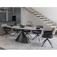 Керамічний стіл Тереза TML-1260 грей травертін + чорний