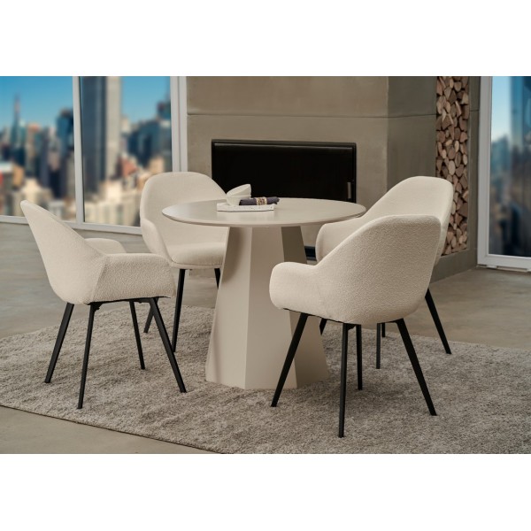 Стіл круглий поліуретановий МДФ TM-200-1 теплий пісок