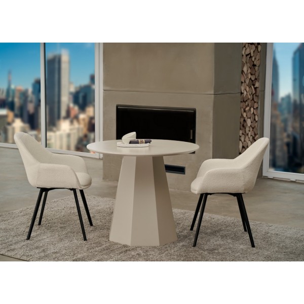 Стіл круглий поліуретановий МДФ TM-200-1 теплий пісок