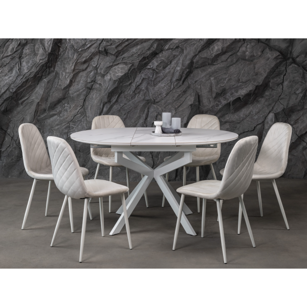 Керамічний стіл Офелія TML-1250 калакатта крістал + білий