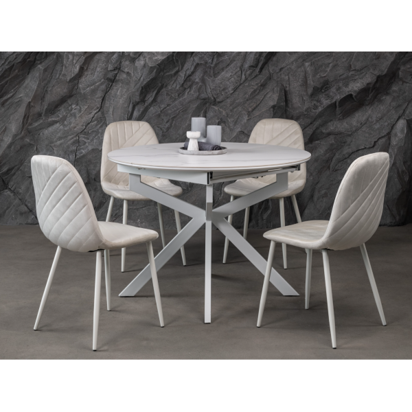 Керамічний стіл Офелія TML-1250 калакатта крістал + білий