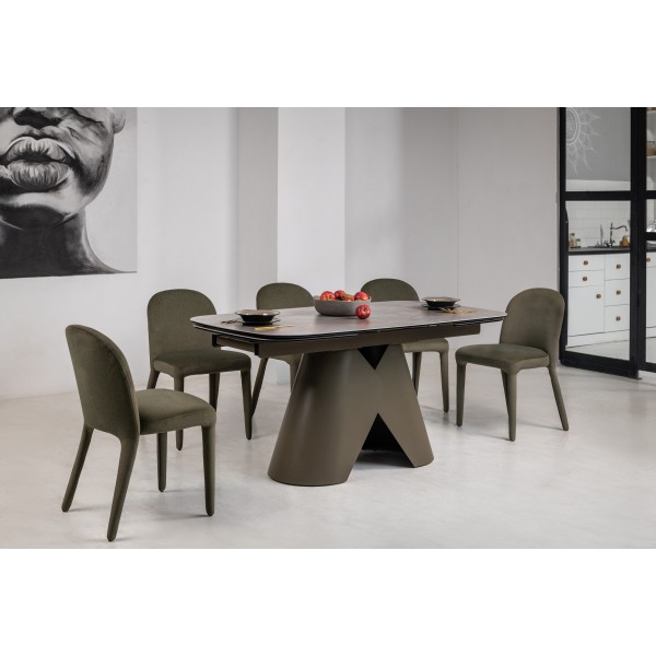 Керамічний стіл Паріс TML-997 айрон бронз + коричневий