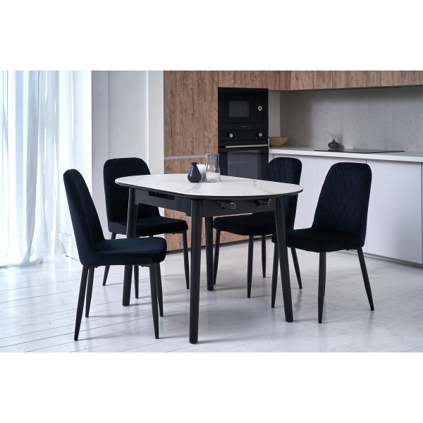 Керамічний стіл TM-85 білий мармур + чорний