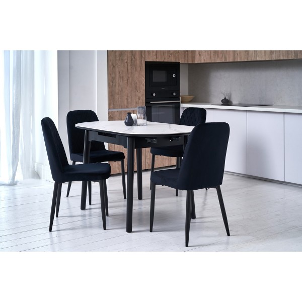 Керамічний стіл TM-85 білий мармур + чорний