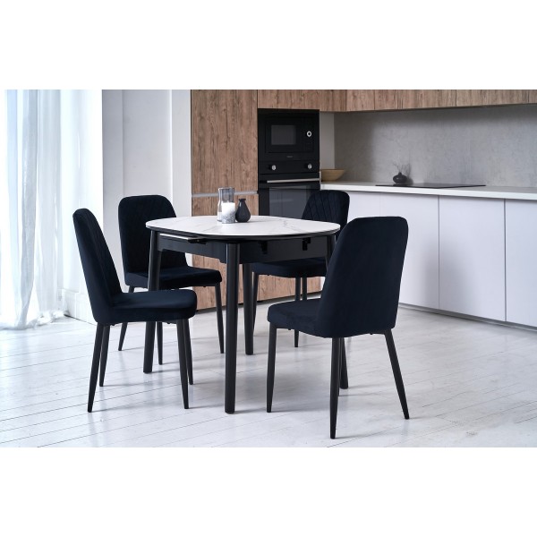 Керамічний стіл TM-85 білий мармур + чорний