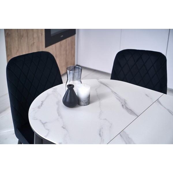 Керамічний стіл TM-85 білий мармур + чорний