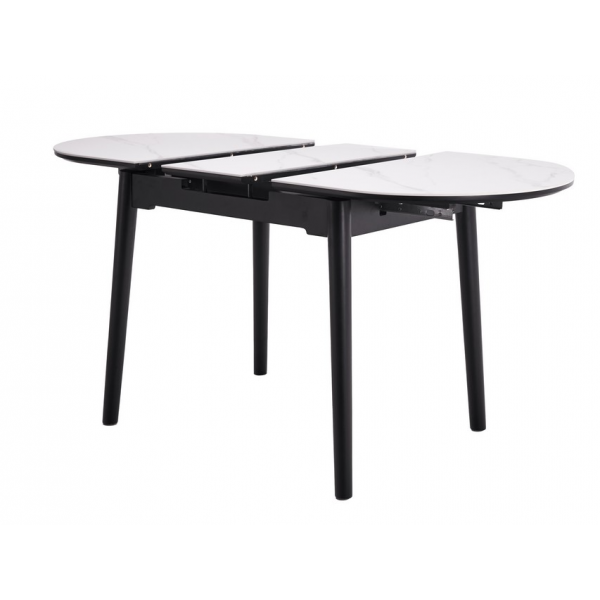 Керамічний стіл TM-85 білий мармур + чорний