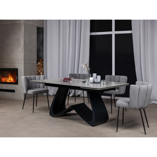 Керамічний стіл Орфео TML-998 сільвер вайт + чорний