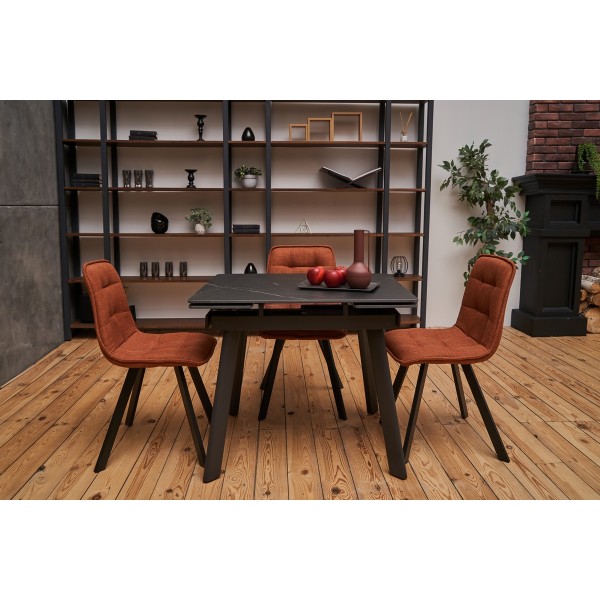 Керамічний стіл TM-80 чорний онікс + чорний