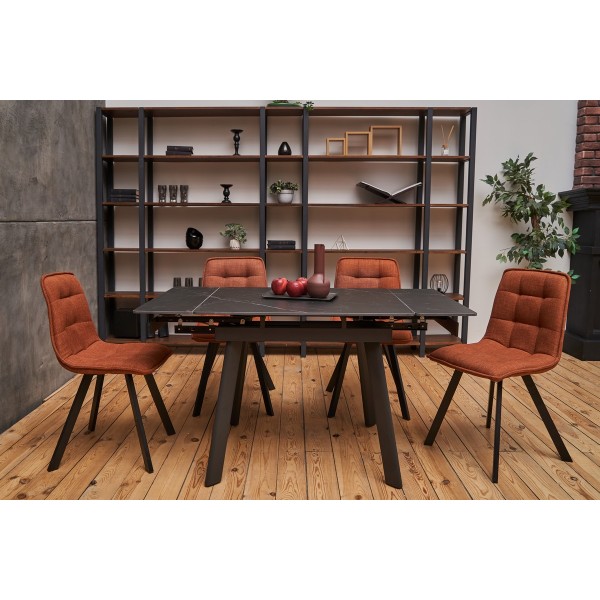 Керамічний стіл TM-80 чорний онікс + чорний