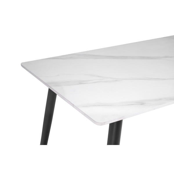 Обідній керамічний стіл TM-100 білий мармур + чорний